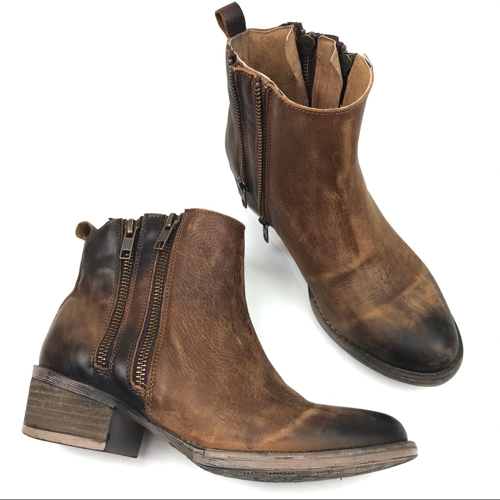 Circle G Burnished Double zipper corral booties